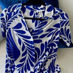 XS Blue and White Casual Top H&M